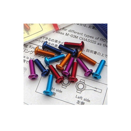 Viti Ergal 69624 Hiro-Seiko 7075 Testa bottone esag. M3x8 Yokomo Blue (5)