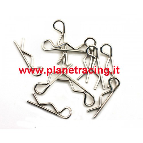 Accessori Carrozzerie - Clips FastRace clips per carrozzerie 1/10 Silver (10 pz.)