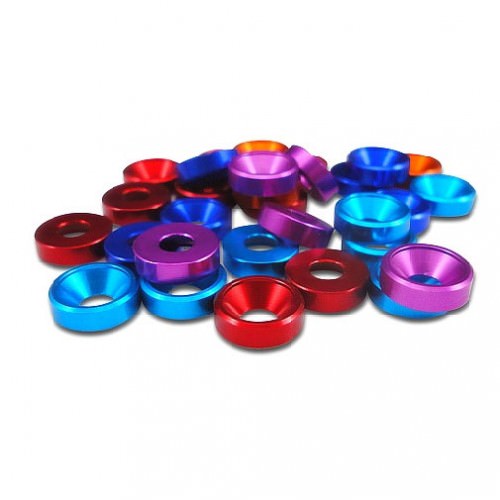 Rasamenti e Rondelle FastRace rondelle svasate 4 mm. anodizzate rosso (10 pz.)