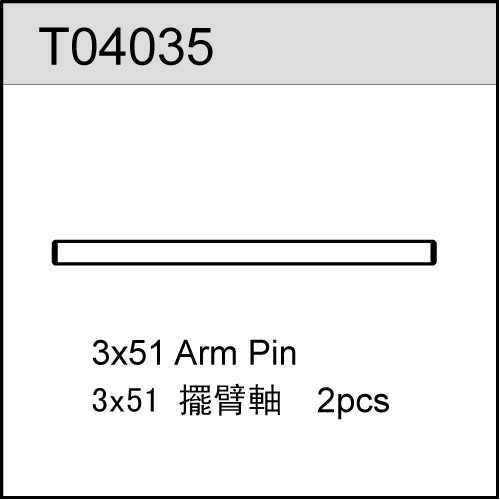 Ricambi TEAM C TC02 - TM2 - TC04 T04035 TeamC 3X51 Arm Pin (2)