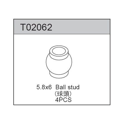 Ricambi TEAM C TC02 - TM2 - TC04 T02062 TC02 TM2 Uniball 5.8x6 foro passante (4)