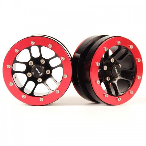 Ricambi TFL Crawler TFL T-10 Cerchi 1.9 in alluminio Beadlock Rosso Metallizzato (2)