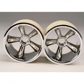 Ricambi Traxxas E-Revo-Slash 1/16 Traxxas 4174 1/16 E-Revo-Slash PRO-STAR CHROME WHEELS (2) (FRONT) (FOR 2.2 TIRES)
