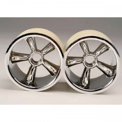 Ricambi Traxxas E-Revo-Slash 1/16 Traxxas 4174 1/16 E-Revo-Slash PRO-STAR CHROME WHEELS (2) (FRONT) (FOR 2.2 TIRES)