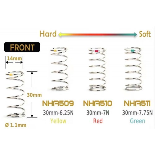 Ricambi Carten NHA509 Molla Ammortizzatore Anteriore CARTEN14x30-6 1/4N-Giallo